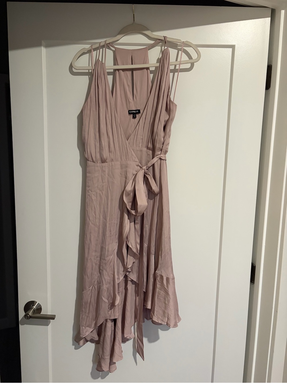 Express Blush Pink High-Low Wrap Dress